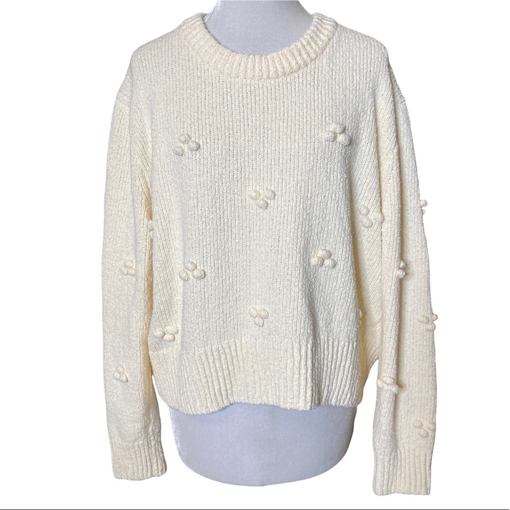 NWT Madewell Dotted Bobble Pullover Cropped Sweater. Size XL